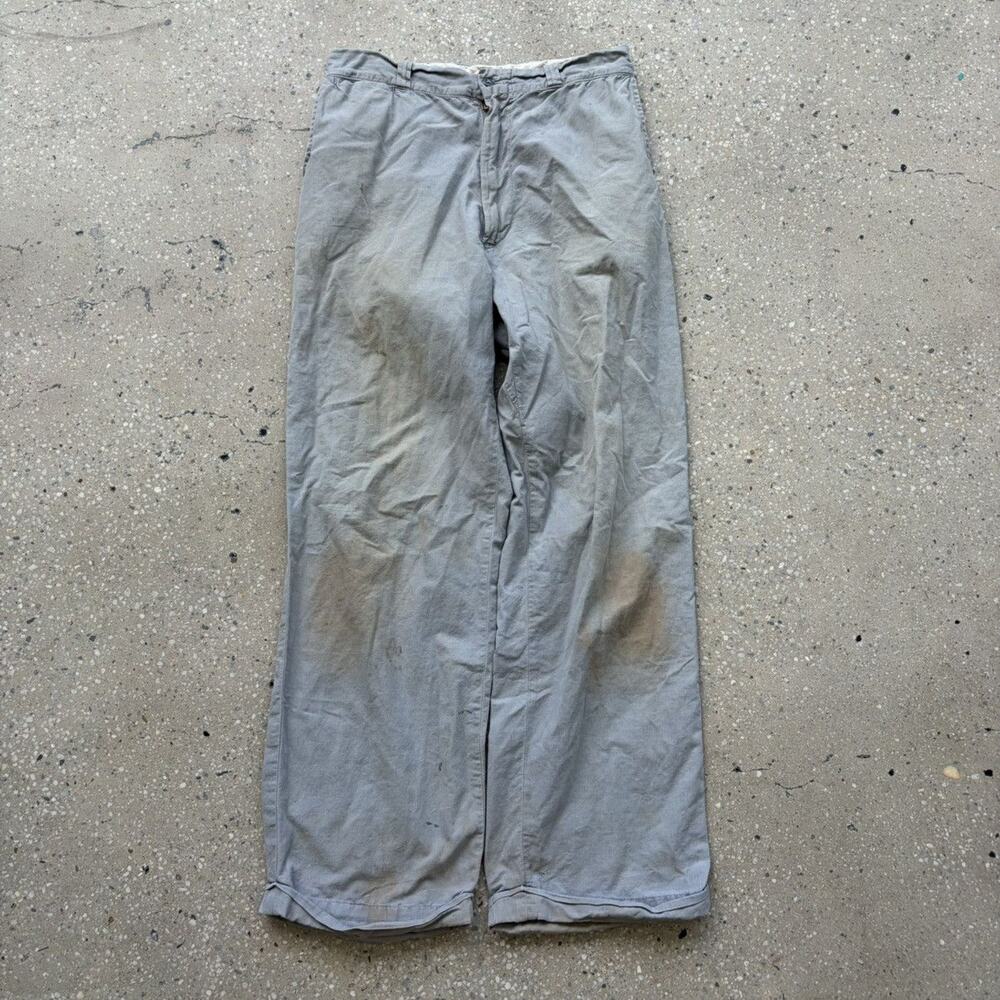 Vintage 60s Grey Sanforized Workwear Cotton Chinos 29x29